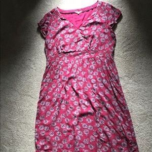 Cotton bicycle and bird print white stuff dress